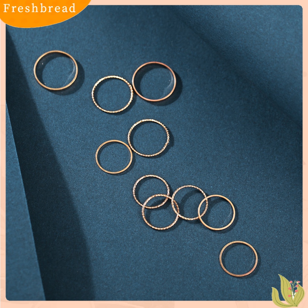 &lt; Freshbread &gt; 10Pcs Semua Pertandingan Cincin Jari Pengerjaan Halus Ringan Wanita Pria Warna Murni Fidget Ring Untuk Pergi Jalan