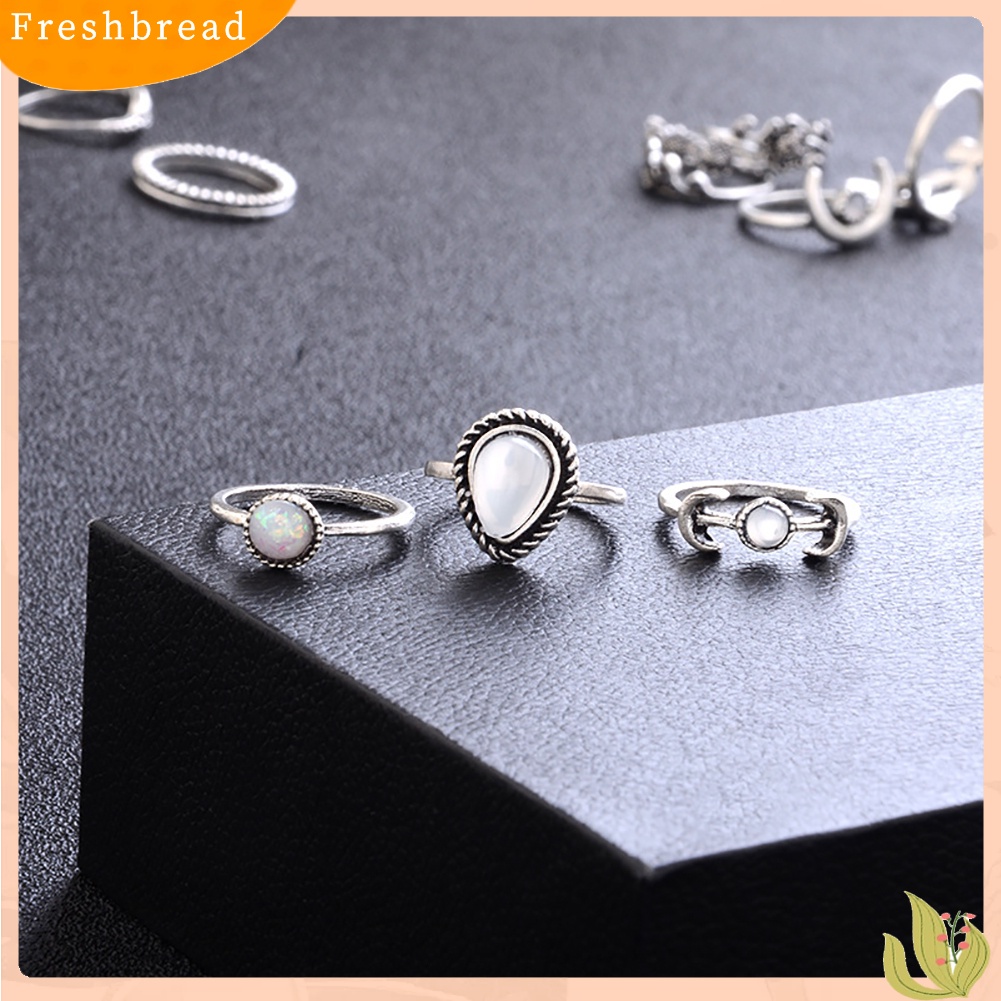 &lt; Freshbread &gt; 14Pcs Vintage Bunga Matahari Bulan Bentuk Wanita Knuckle Band Rings Set Jari Perhiasan