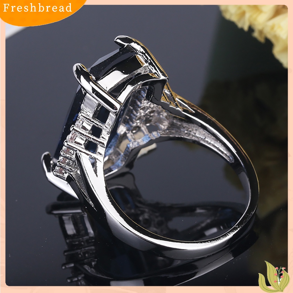 &lt; Freshbread &gt; Elegan Pernikahan Pengantin Pesta Aksesori Wanita Oblong Zirkon Bertatahkan Cincin Perhiasan