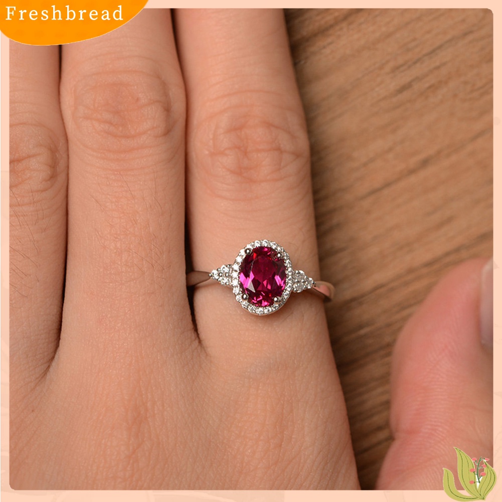 &lt; Freshbread &gt; Fashion Wanita Oval Cubic Zirconia Jari Cincin Pernikahan Pertunangan Perhiasan Hadiah