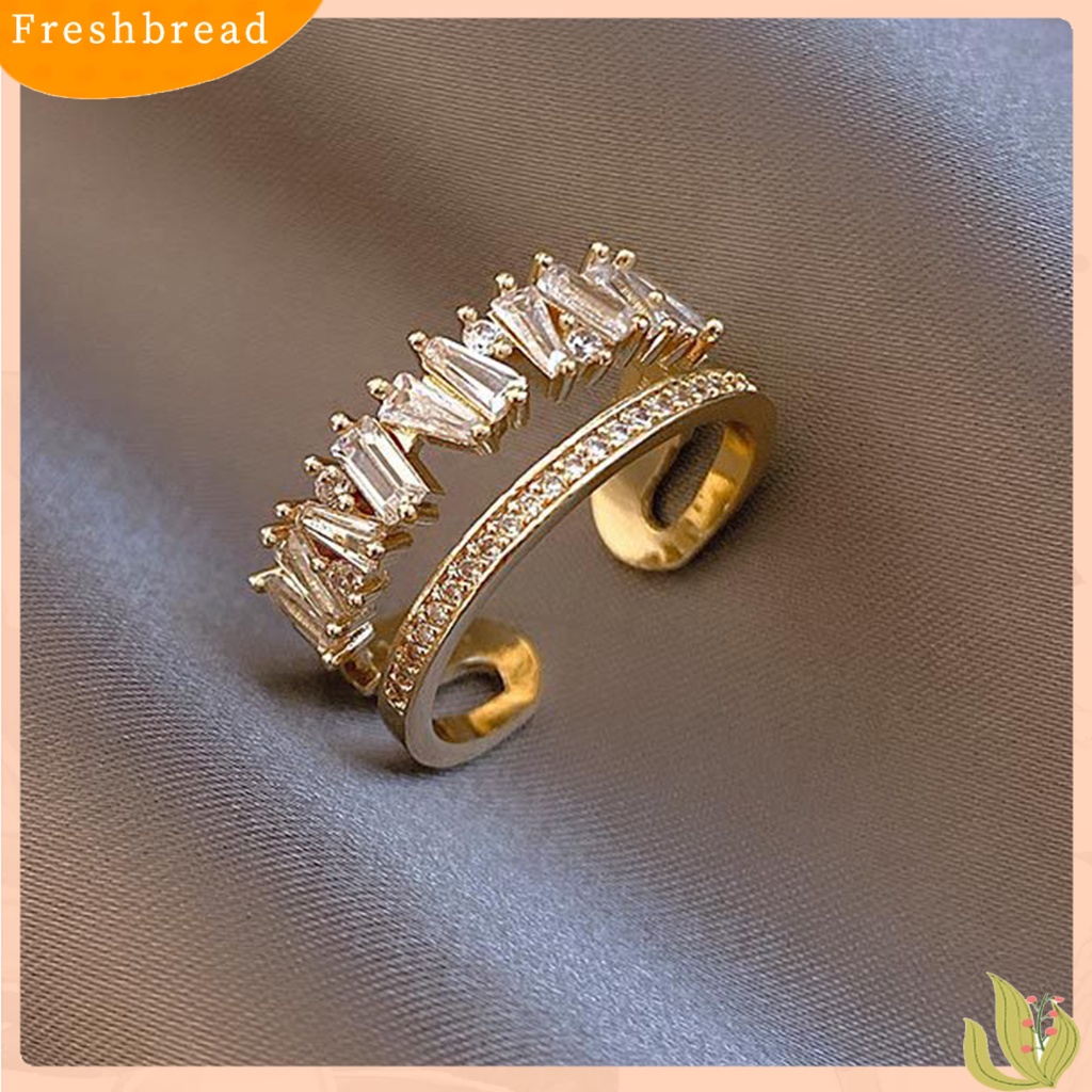 &lt; Freshbread &gt; Double Layer Opening Girl Ring Tembaga Berongga Cincin Jari Lebar Aksesori Perhiasan