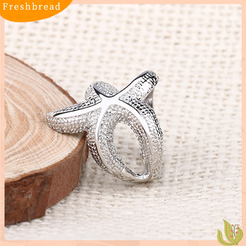 &lt; Freshbread &gt; Fashion Wanita Perak Berlapis Bintang Laut Jari Cincin Pesta Perhiasan Hadiah Ulang Tahun