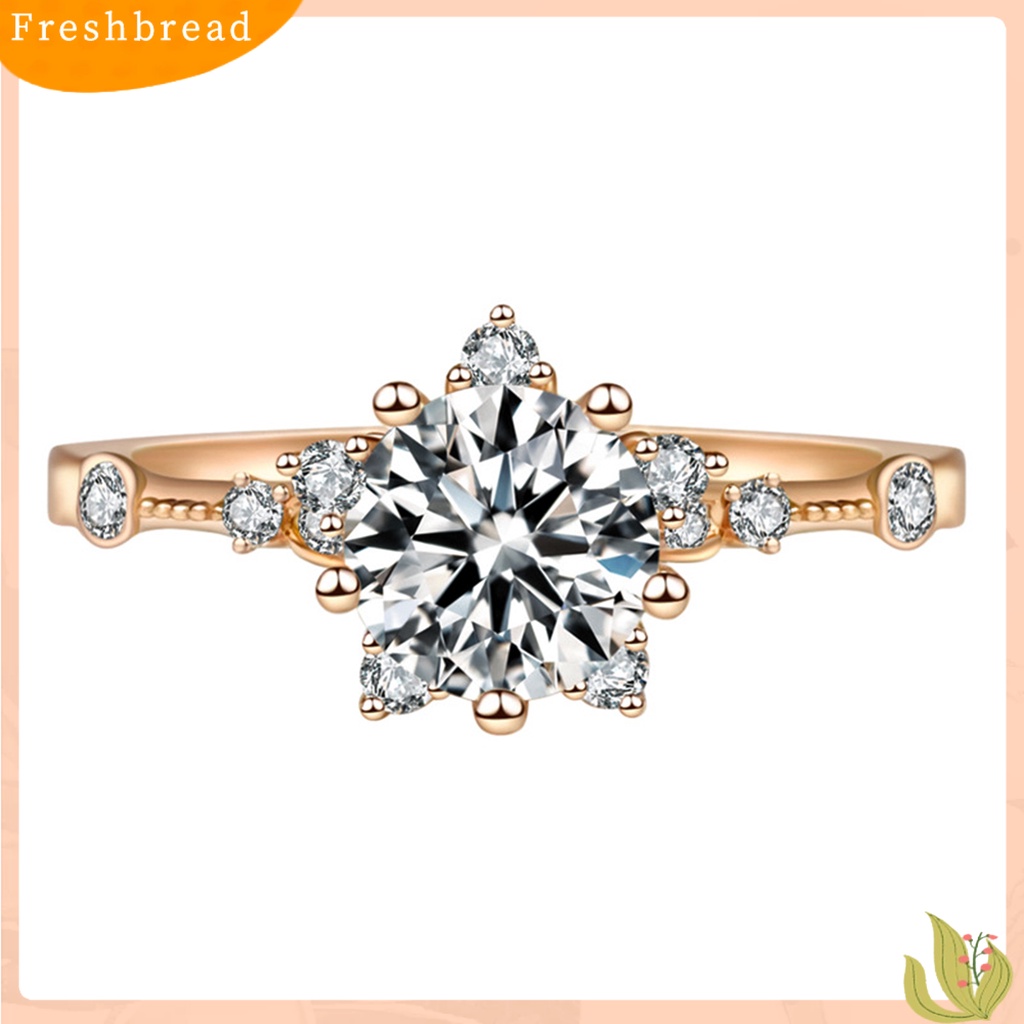 &lt; Freshbread &gt; Wanita Zirkon Bersinar Snowflake Open-end Ring Retro Circlet Perhiasan Pasangan Hadiah