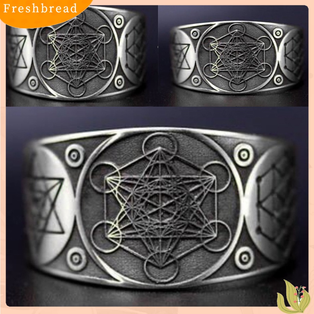 &lt; Freshbread &gt; Pola Hexagram Vintage Unisex Cincin Alloy Pembukaan Yang Dapat Disesuaikan Punk Jari Cincin Perhiasan Aksesori