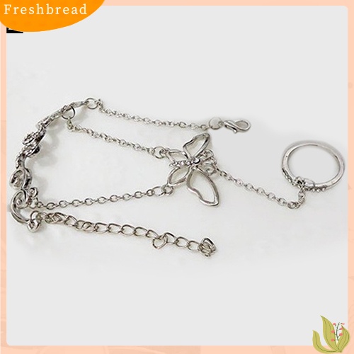 &lt; Freshbread &gt; Wanita Berongga Kupu-Kupu Link Mewah Rantai Jari Cincin Gelang Fashion Perhiasan