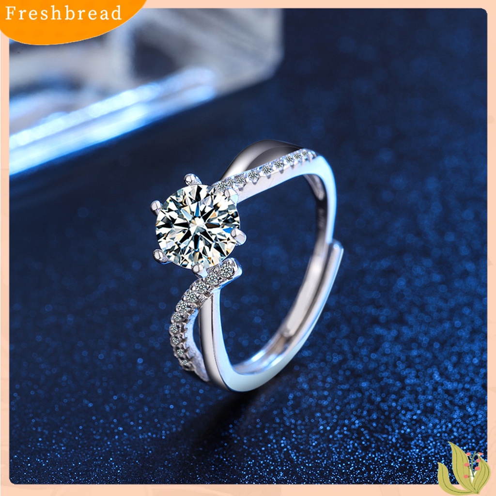 &lt; Freshbread &gt; Wanita Cincin Pembukaan Minimalis Berlian Imitasi Tertanam Wanita Pertunangan Cincin Fashion Perhiasan