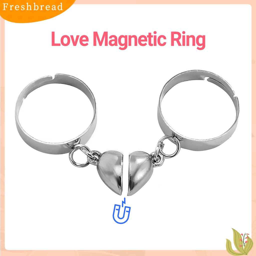 &lt; Freshbread &gt; 2Pcs/Set Pembukaan Cincin Pasangan Rantai Yang Dapat Disesuaikan Cincin Pasangan Hati Pesona Perhiasan