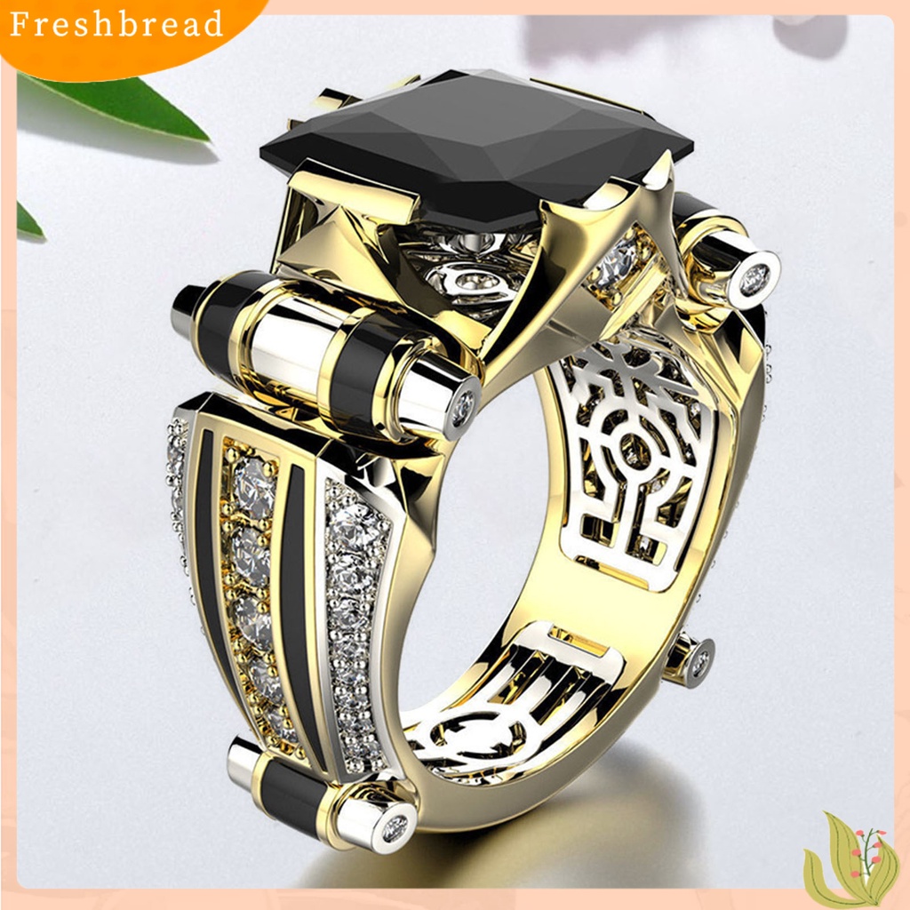 &lt; Freshbread &gt; Unisex Cincin Vintage Gothic Mewah Berlian Imitasi Mengkilap Electroplating Dekorasi Hadiah Pria Wanita Cubic Zirconia Fidget Ring Jewelry Untuk Pakaian Sehari-Hari