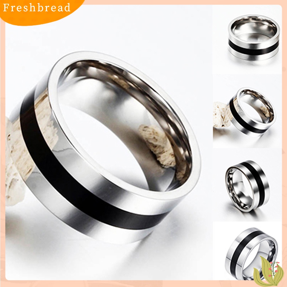 &lt; Freshbread &gt; Wanita Pria Sederhana Pernikahan Pertunangan Stainless Steel Jari Cincin Band Perhiasan