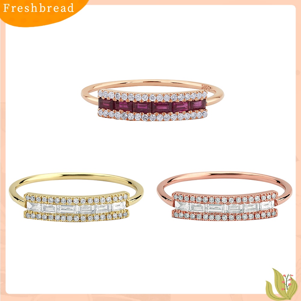 &lt; Freshbread &gt; Mode Tembaga Loop Kubik Zirkon Jari Cincin Ulang Tahun Pasangan Kekasih Perhiasan Hadiah