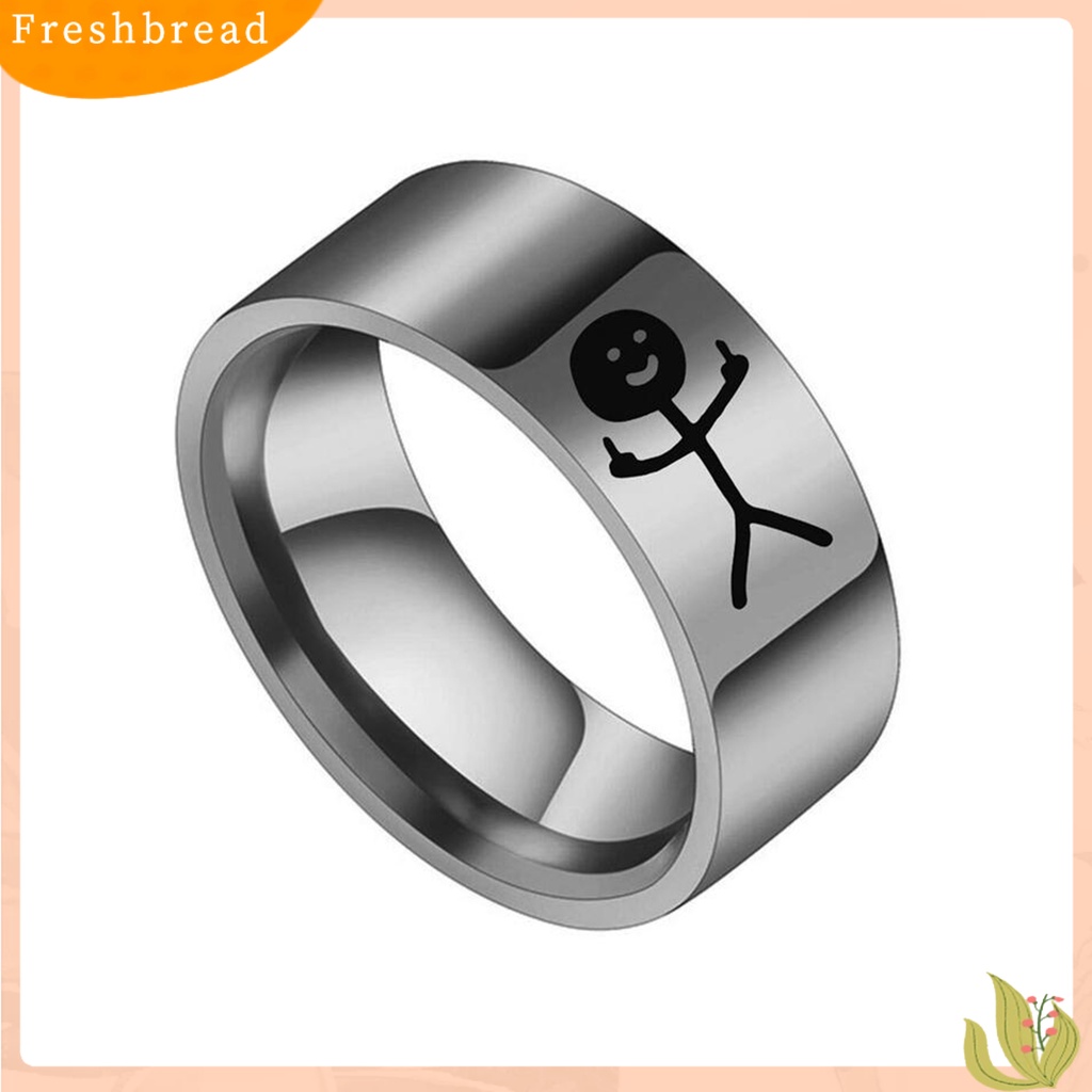 &lt; Freshbread &gt; Cincin Pasangan Hip Hop Dipoles Fashion Perhiasan Hadiah Baja Titanium Gambar Tangan Stickman Graffiti Women Ring Untuk Perjamuan