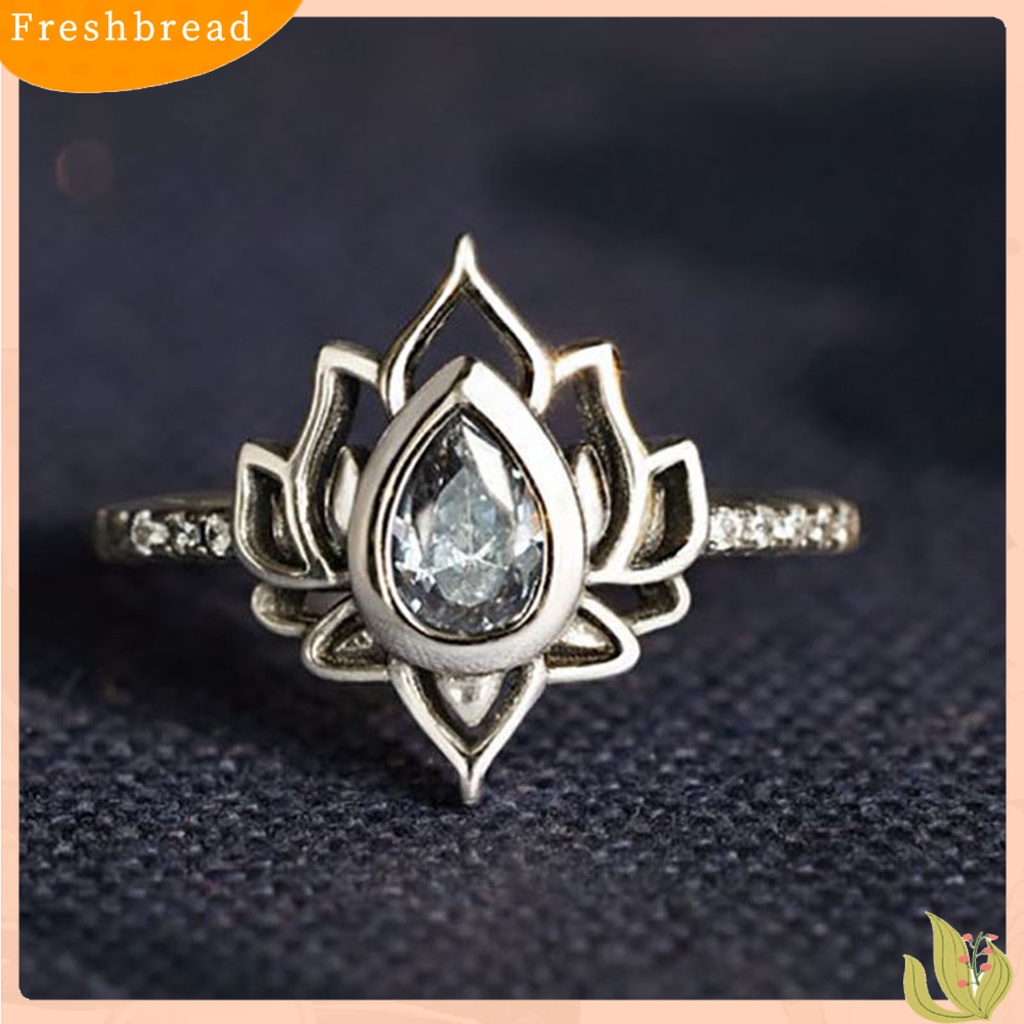 &lt; Freshbread &gt; Cincin Wanita Berlian Imitasi Mengkilap Bentuk Tetesan Air Vintage Knuckle Ring Untuk Pesta