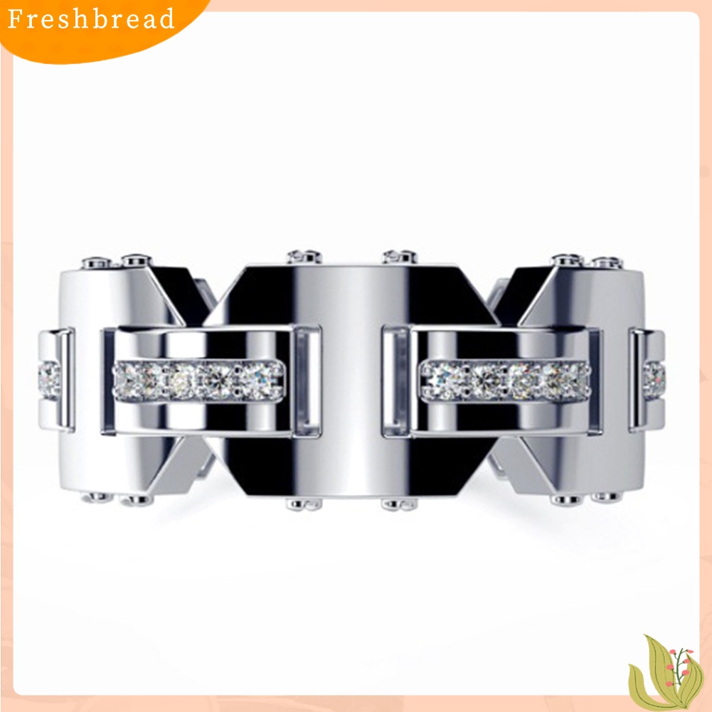 < Freshbread > Pria Wanita Berlian Imitasi Mengkilap Bertatahkan Jari Cincin Pertunangan Pernikahan Perhiasan Hadiah