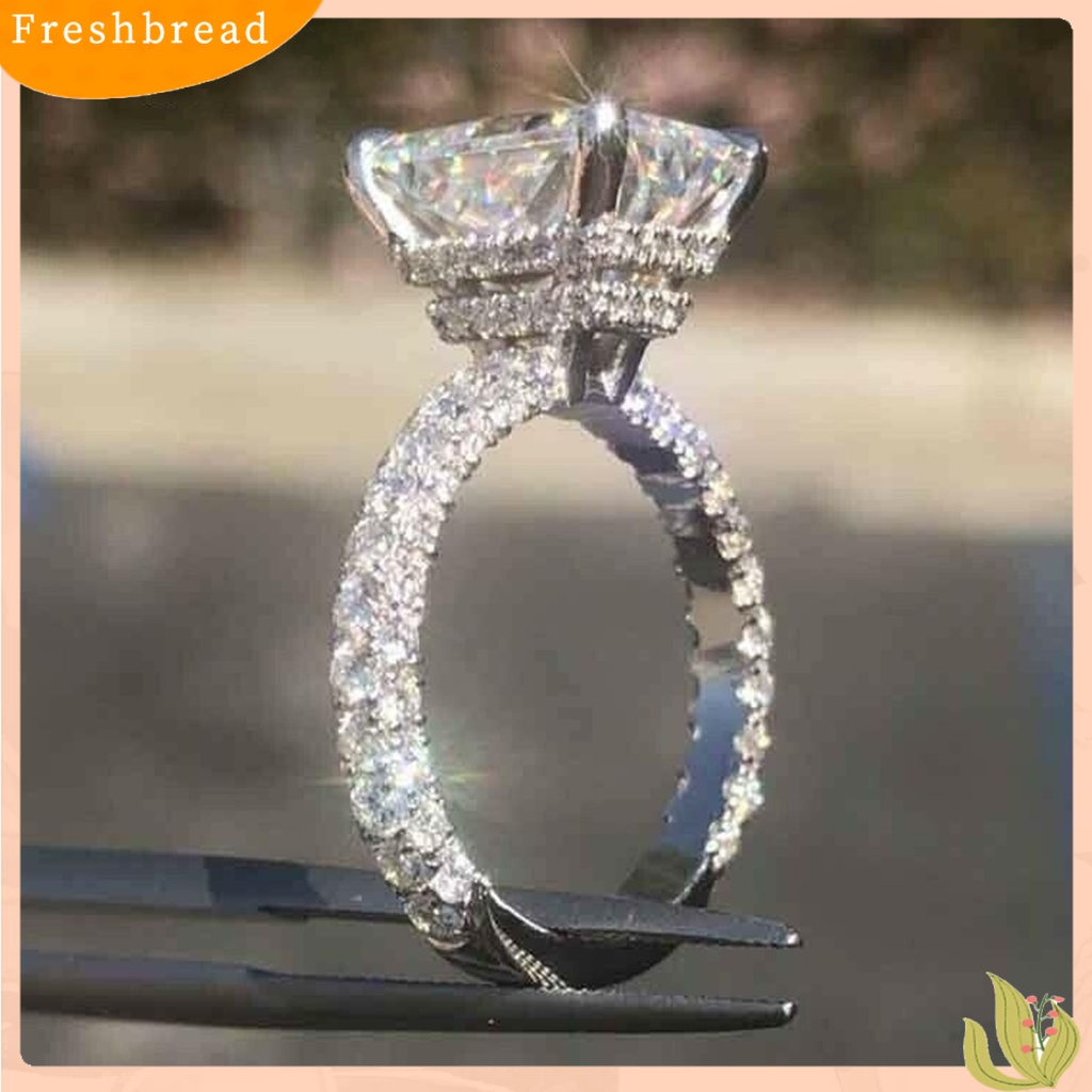 &lt; Freshbread &gt; Wanita Cincin Persegi Besar Cubic Zirconia Perhiasan Fashion Penampilan Indah Jari Cincin Untuk Pernikahan