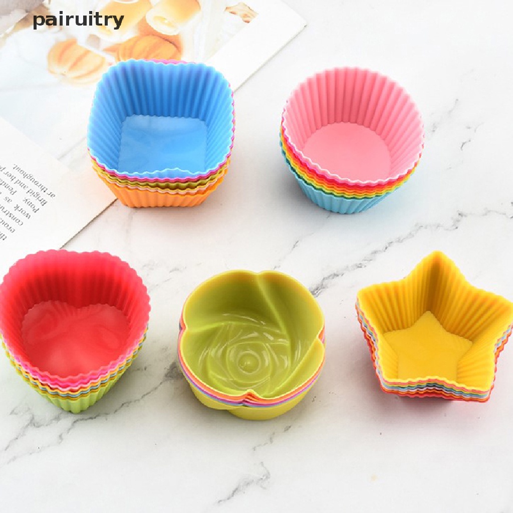 Prt 7pcs/lot Silikon Kue Cup Bulat Berbentuk Muffin Cupcake Baking Cetakan Perlengkapan Masak Dapur Rumah Kue Decorag Tools PRT