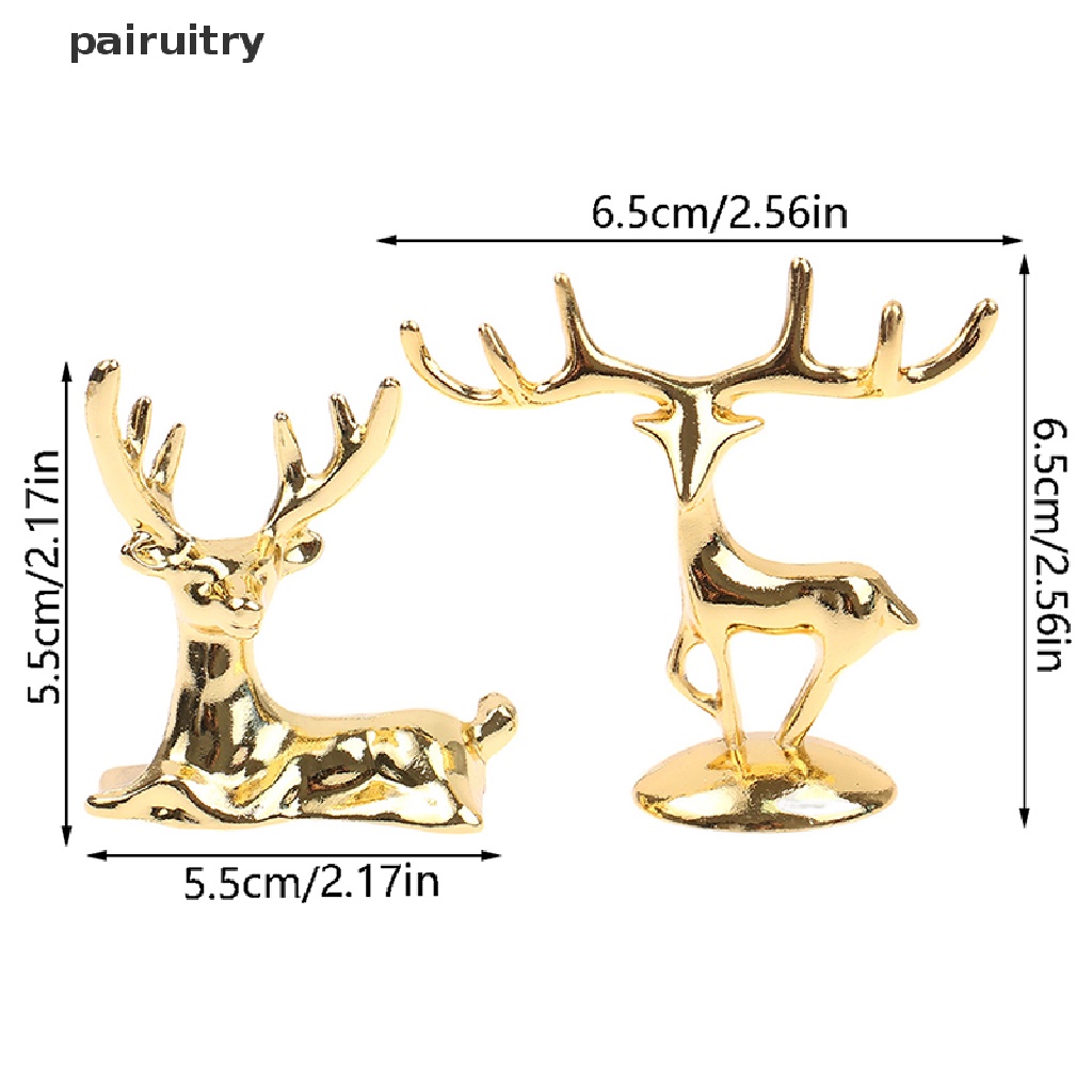 Patung Rusa Elk PRT Nordic Christmas Reindeer Art Figurine Vintage Golden Iron Kerajinan Tangan Hiasan Rumah Dekorasi Meja Hadiah PRT