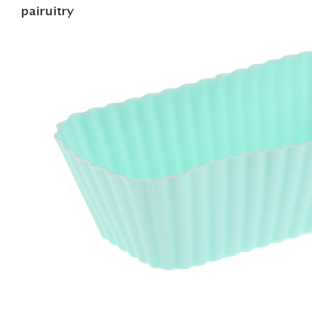 Prt 6Pcs Cetakan Cup Kue Silikon Persegi Panjang Muffin Cupcake Liner Baking Mold PRT