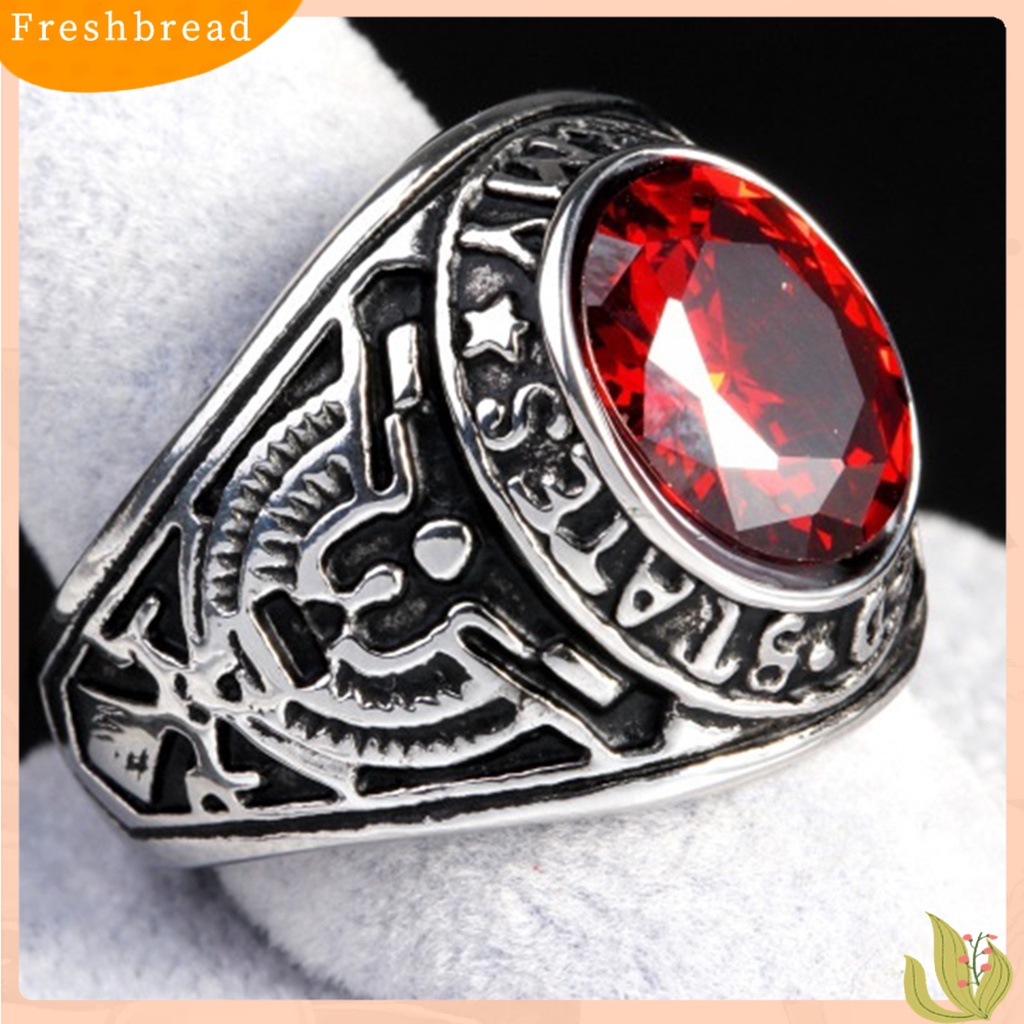 &lt; Freshbread &gt; Cincin Punk Bentuk Oval Hias Berlian Imitasi Punk Klasik Ring Untuk Pesta