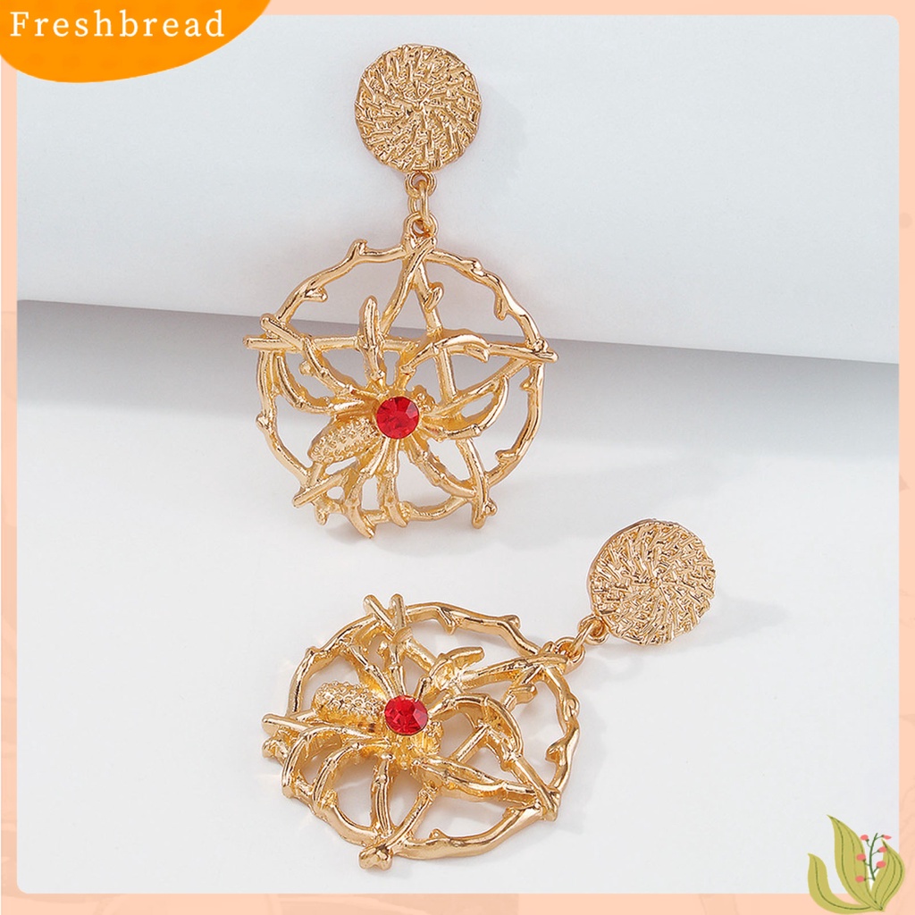 &lt; Freshbread &gt; 1pasang Menjuntai Anting-Anting Vintage Anti-Karat Alloy Pengerjaan Halus Indah Jaring Laba Laba-Laba Menjuntai Anting-Anting Untuk Pesta