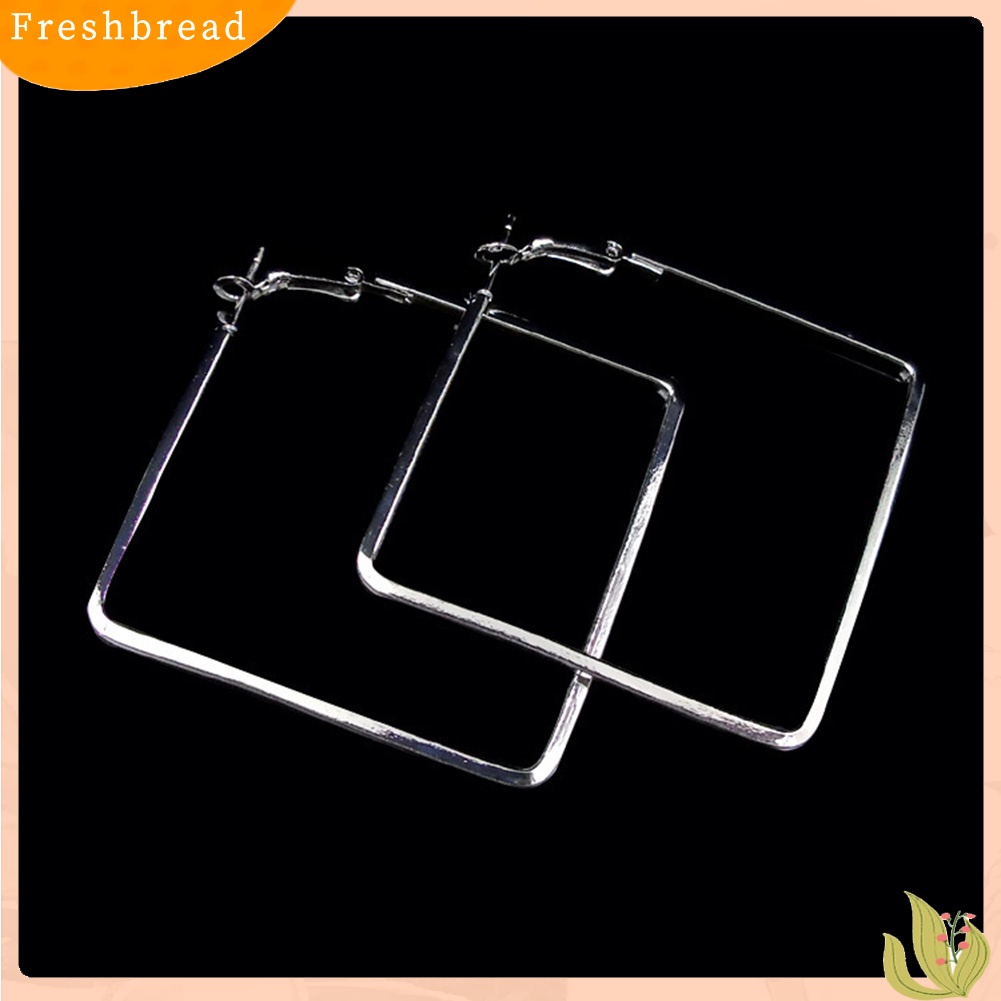 &lt; Freshbread &gt; Fashion Wanita Berongga Persegi Menjuntai Pernyataan Huggie Anting Pesta Perhiasan Hadiah