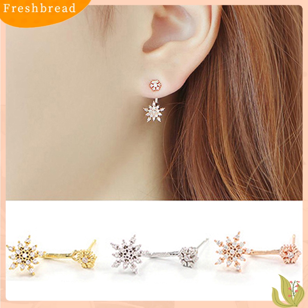 &lt; Freshbread &gt; Anting Menjuntai Kristal Berlian Imitasi Snowflake Fashion Elegan Untuk Pakaian Sehari-Hari Wanita