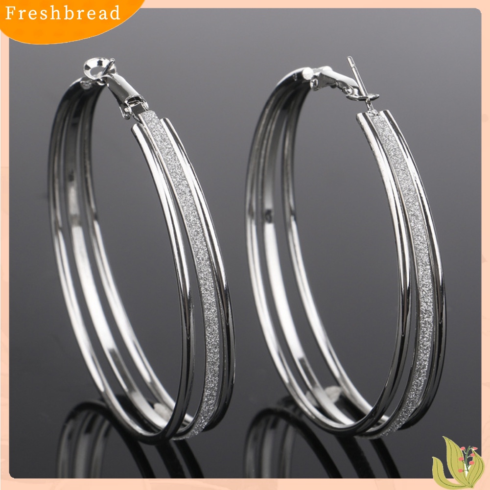 < Freshbread > Wanita Fashion Frosted Multilayer Bulat Lingkaran Menjuntai Anting Pesta Perhiasan Hadiah