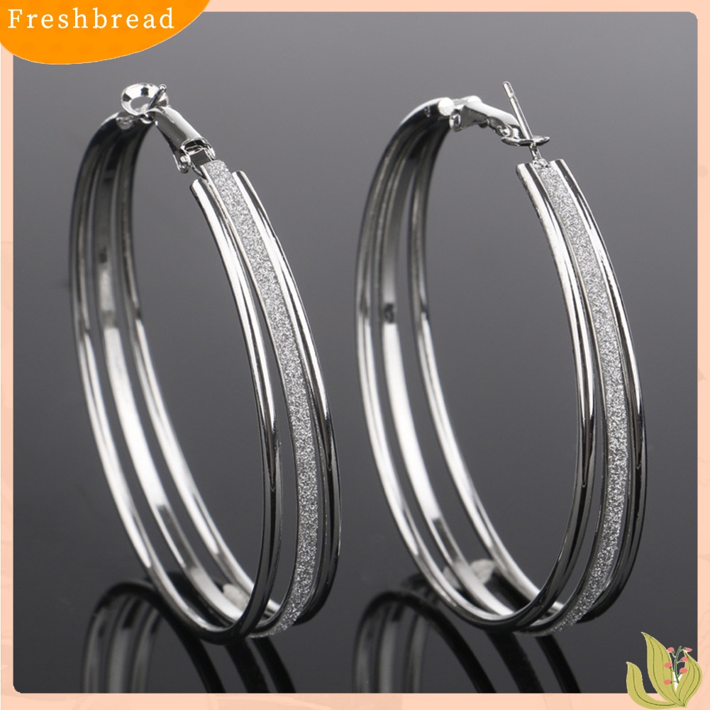 &lt; Freshbread &gt; Wanita Fashion Frosted Multilayer Bulat Lingkaran Menjuntai Anting Pesta Perhiasan Hadiah