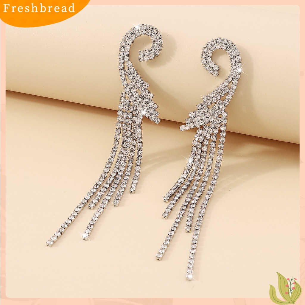 &lt; Freshbread &gt; 1pasang Anting Menjuntai Gaya Bohemian Rumbai Panjang Geometris Temperamen Mewah Dekorasi Hadiah Wanita Fashion Berlian Imitasi Mengkilap Hias Drop Earrings Untuk Perjamuan