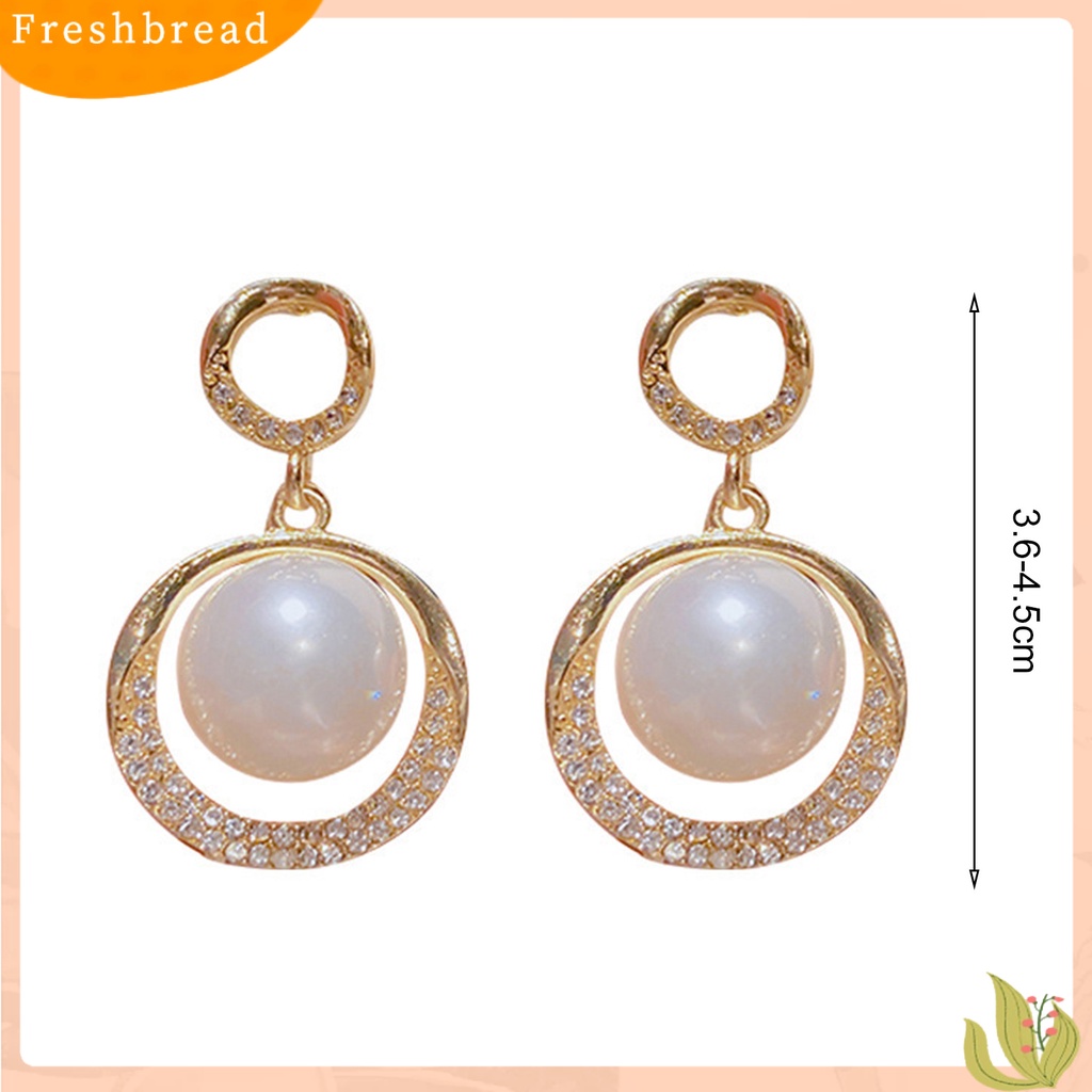 &lt; Freshbread &gt; 1pasang Anting Pejantan Bling Berlian Imitasi Cincin Berongga Elegan Berbentuk Hati Mutiara Imitasi Drop Earrings Aksesoris Perhiasan