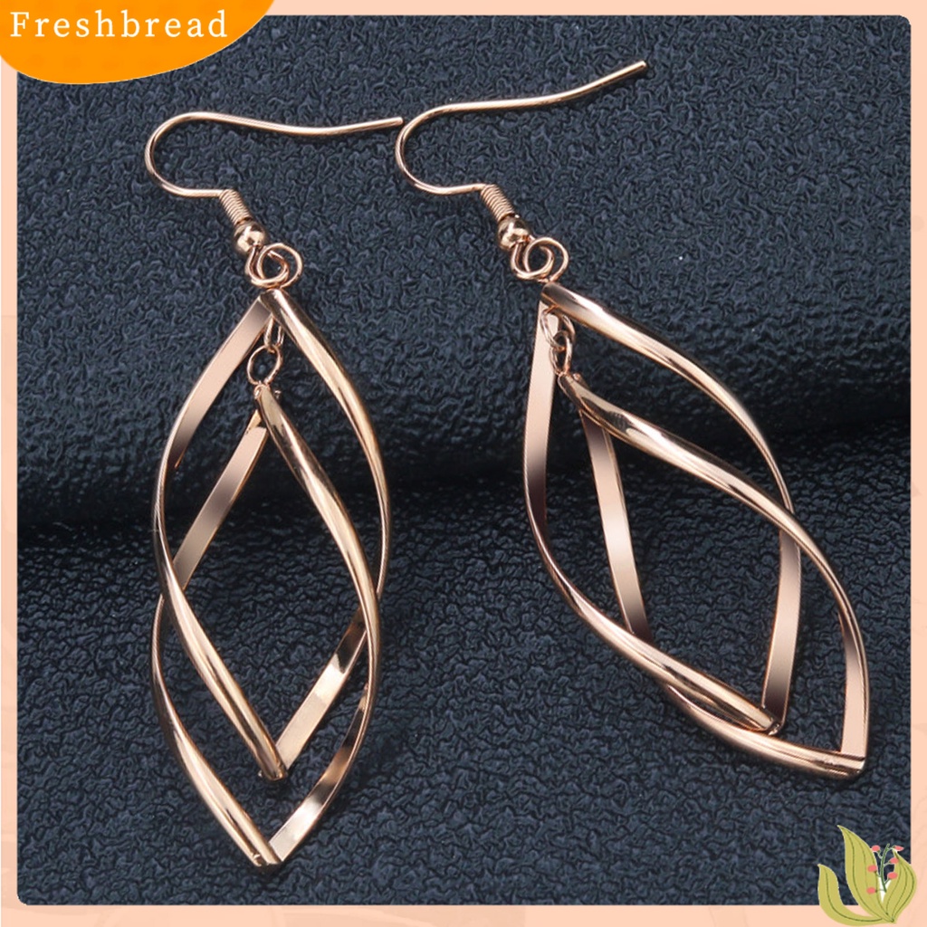 &lt; Freshbread &gt; 1pasang Anting Kait Spirals Belah Ketupat Perhiasan Halus Tahan Lama Drop Earrings Untuk Pakaian Sehari-Hari