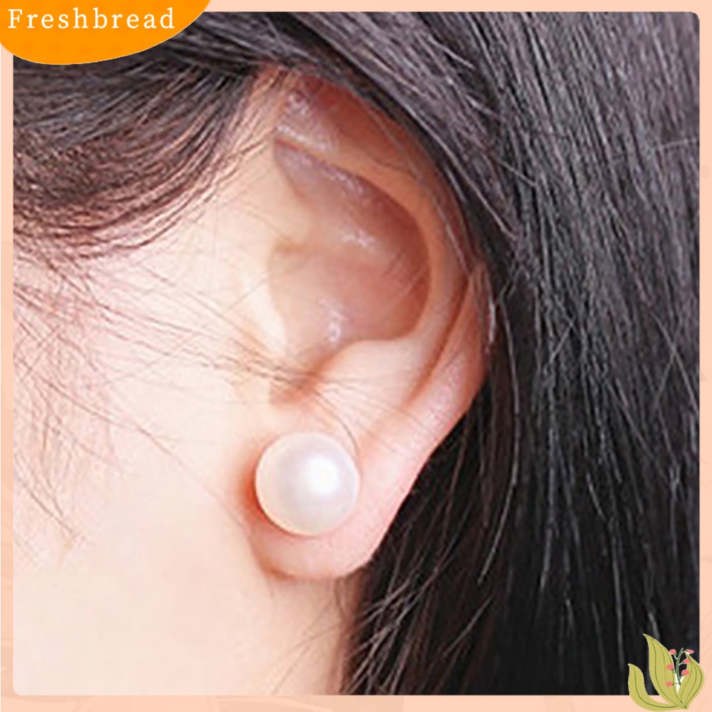 &lt; Freshbread &gt; Ear Studs Desain Klasik Tahan Lama Perak Disepuh Alloy Fashion Wanita Faux Pearl Ear Studs Untuk Hadiah