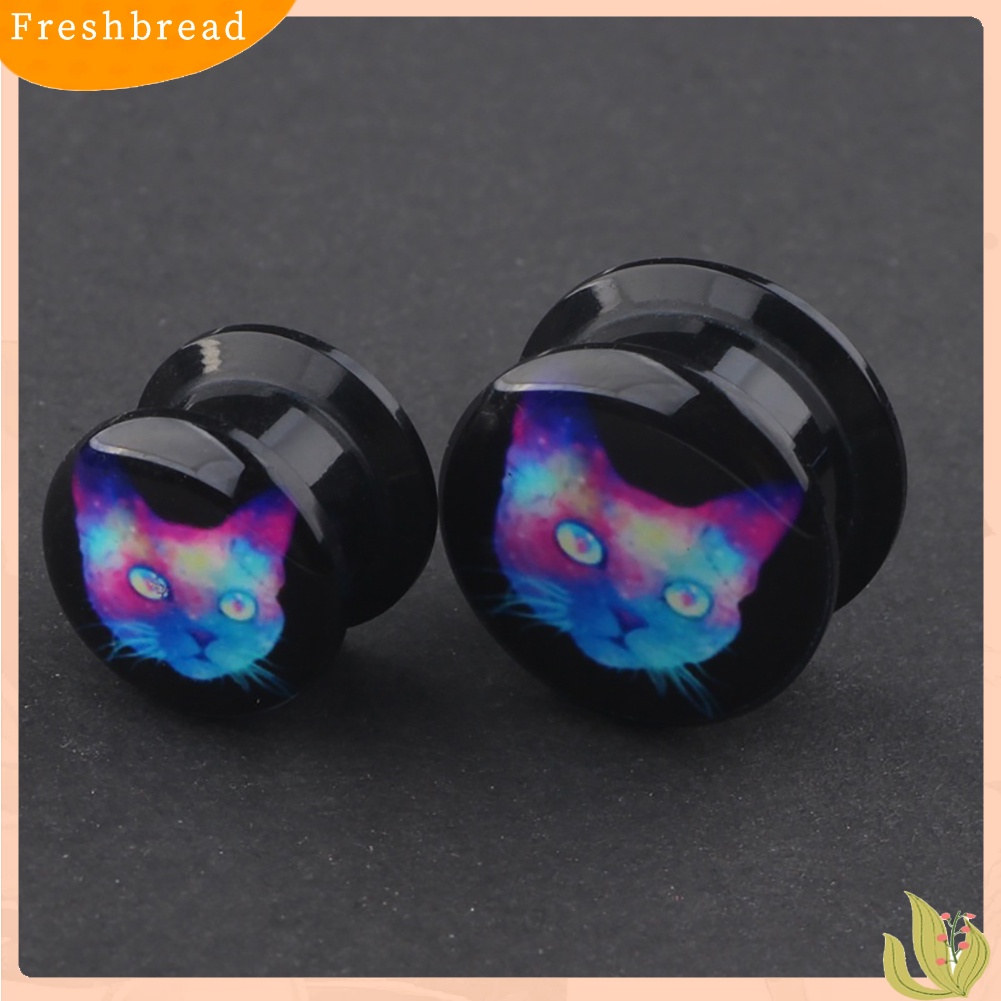 &lt; Freshbread &gt; Akrilik Kucing Dicetak Unisex Piercing Ear Gauges Plugs Tunnel Earrings Jewelry