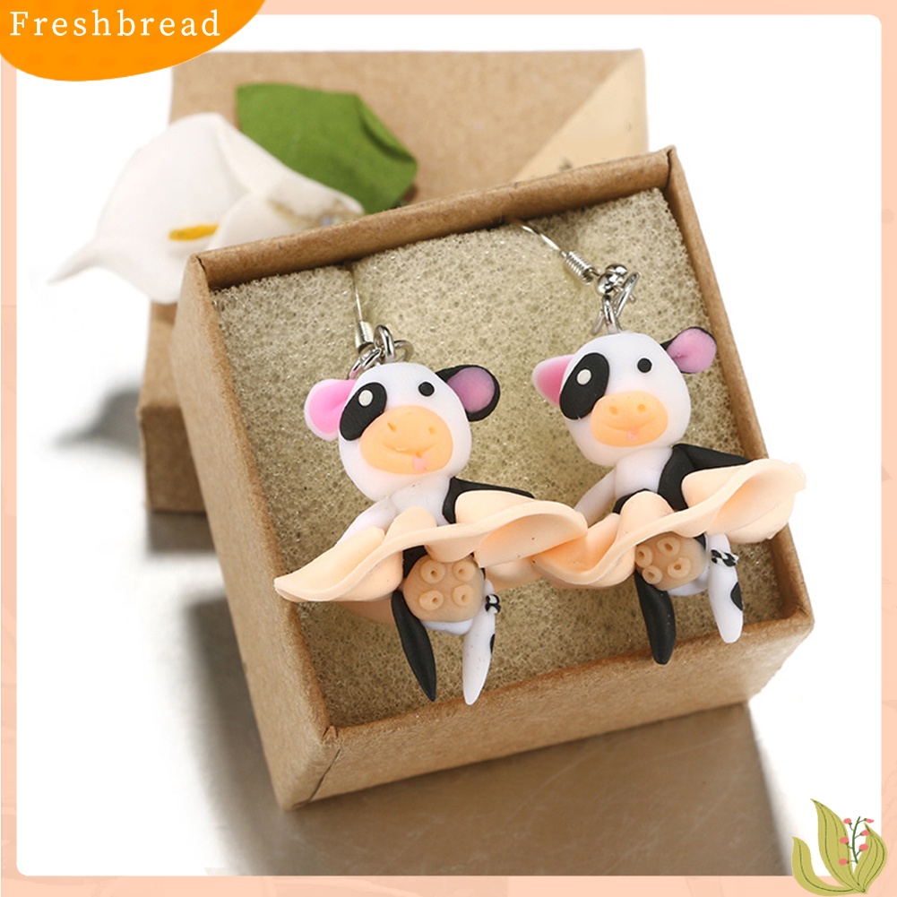 &lt; Freshbread &gt; Lucu Wanita 3D Kartun Hewan Polymer Clay Pendant Hook Anting Perhiasan Hadiah