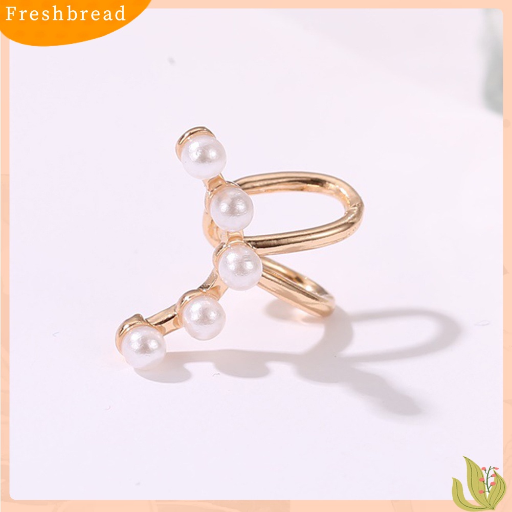 &lt; Freshbread &gt; 1Pc Arc Shaped Faux Pearl Ear Cuff Clip On Earring Wanita Perhiasan Non Piercing