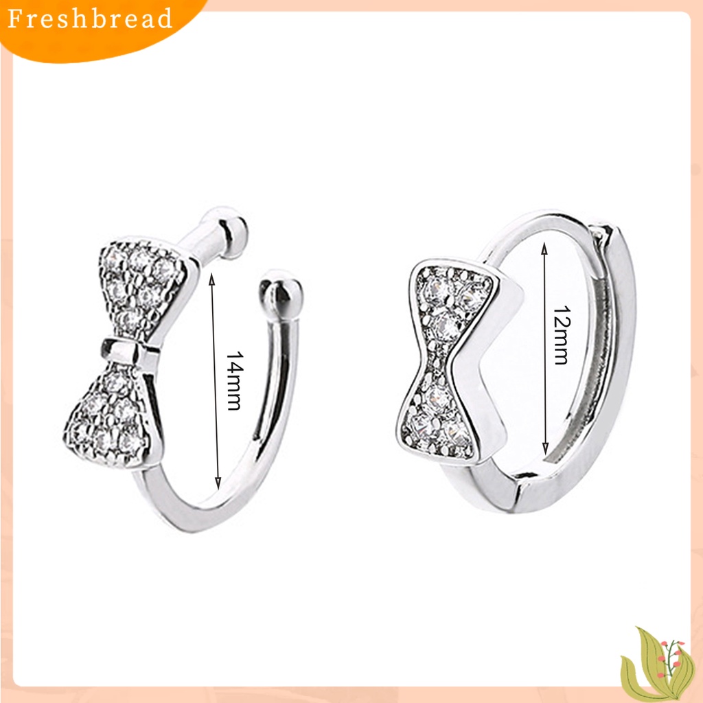 &lt; Freshbread &gt; 1Pc Ear Clip Bow Rhinestones Jewelry Anting Gaya Perancis Bersinar Untuk Pesta Perjamuan Pernikahan Prom