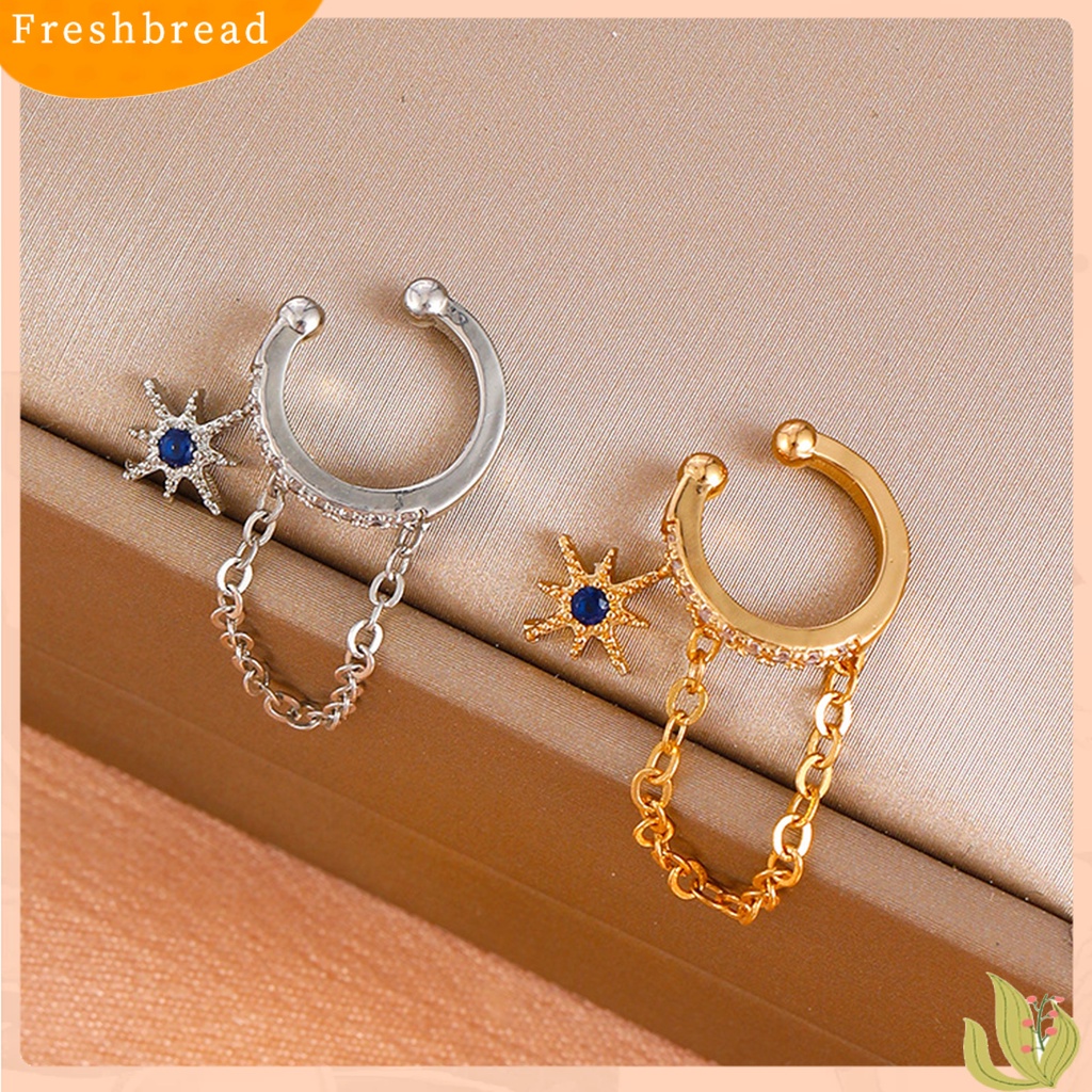 &lt; Freshbread &gt; 1Pc Klip Telinga Pengerjaan Indah Non-Piercing Tembaga Ear Cuff Fashion Anting Rumbai Untuk Pesta