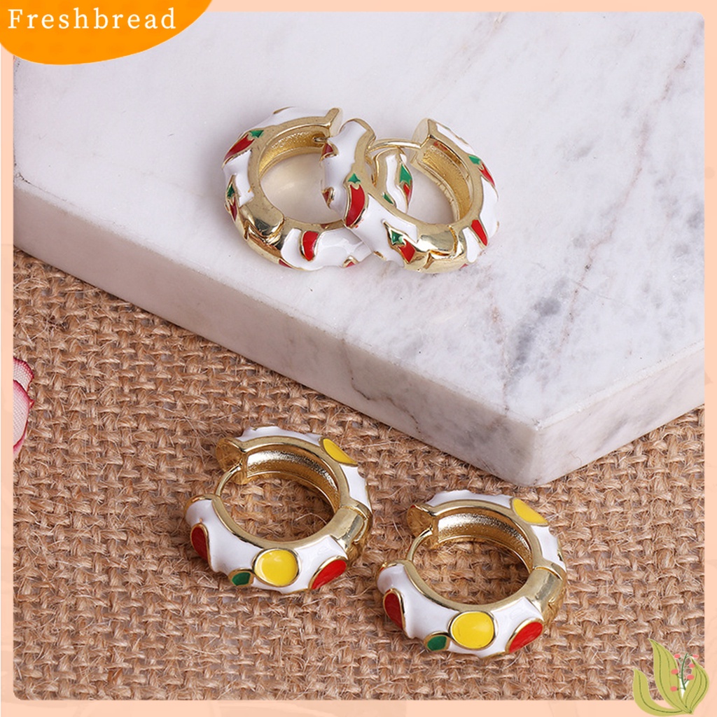 &lt; Freshbread &gt; 1pasang Anting Hoop Wanita Bulat Gaya Bohemia Etnik Anting Wanita Warna-Warni Untuk Hadiah