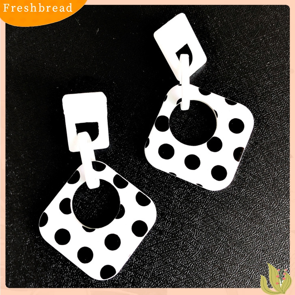 &lt; Freshbread &gt; Wanita Polkadot Berongga Belah Ketupat Geometris Menjuntai Telinga Stud Cuff Earrings Perhiasan