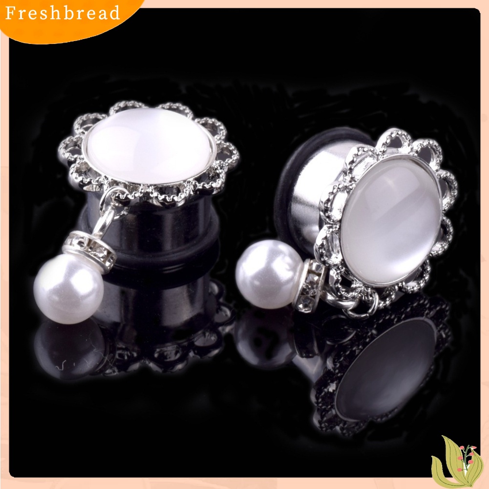 &lt; Freshbread &gt; 1Pc Lady Bunga Mutiara Imitasi Menjuntai Telinga Terowongan Expander Plug Piercing Perhiasan Hadiah