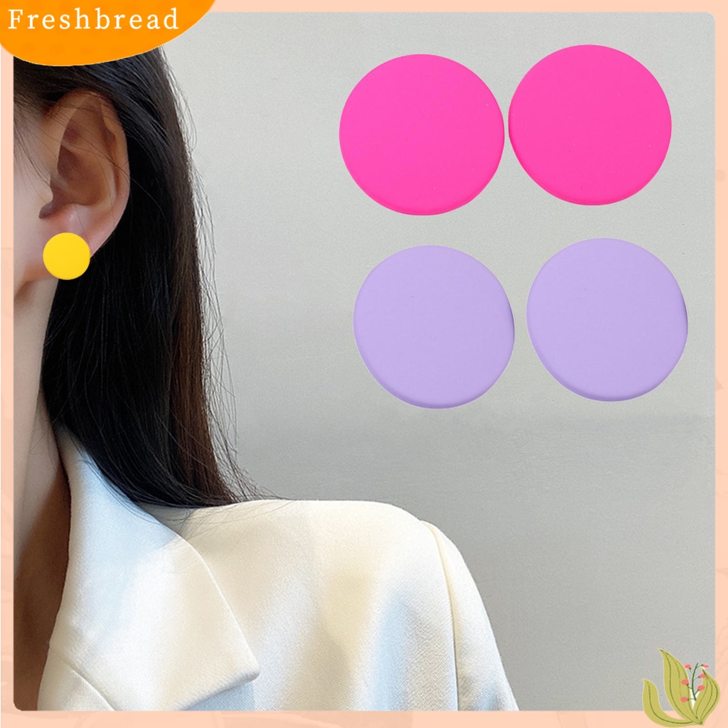 &lt; Freshbread &gt; 1pasang Anting Stud Warna Permen Tindik Cat Geometris Sederhana Wanita Gadis Besar Bulat Telinga Giwang Fashion Perhiasan Hadiah Untuk Pacar