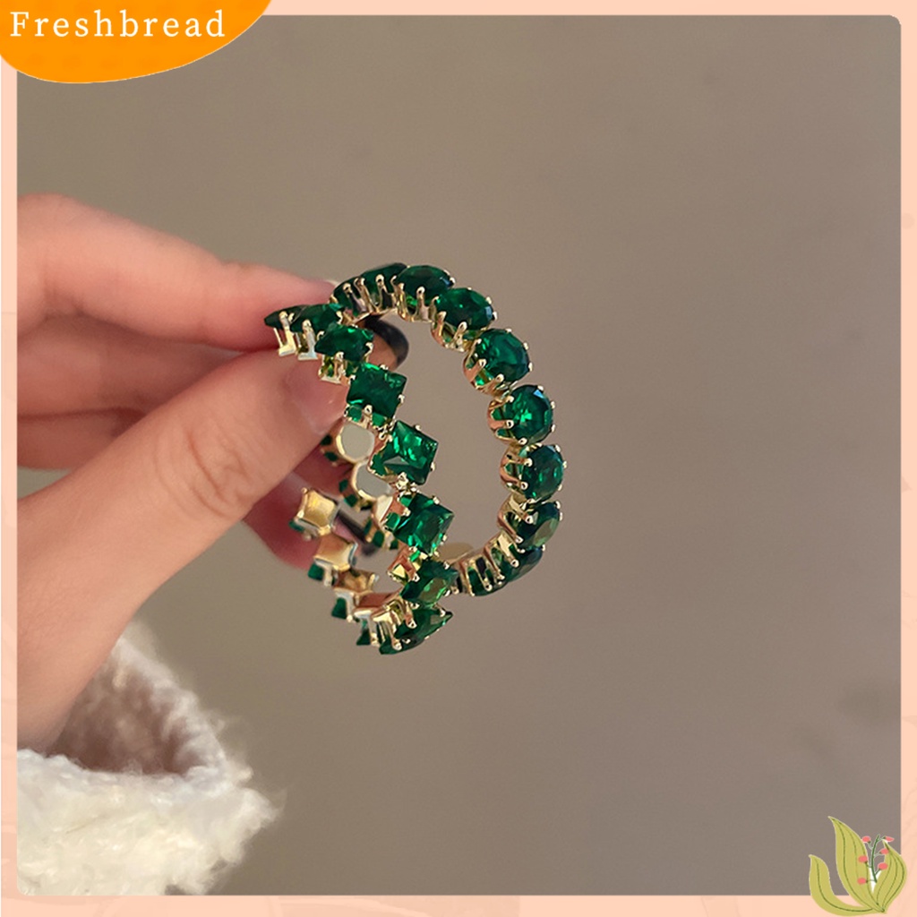 < Freshbread > 1pasang Anting Hoop Wanita Berlian Imitasi Mengkilap Bulat Mewah Lady Earrings Untuk Hadiah