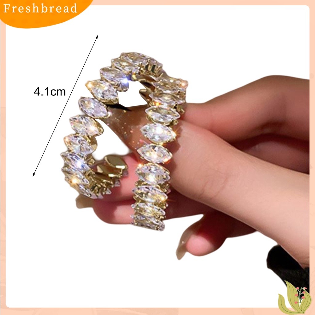 < Freshbread > 1pasang Anting Hoop Wanita Berlian Imitasi Mengkilap Bulat Mewah Lady Earrings Untuk Hadiah