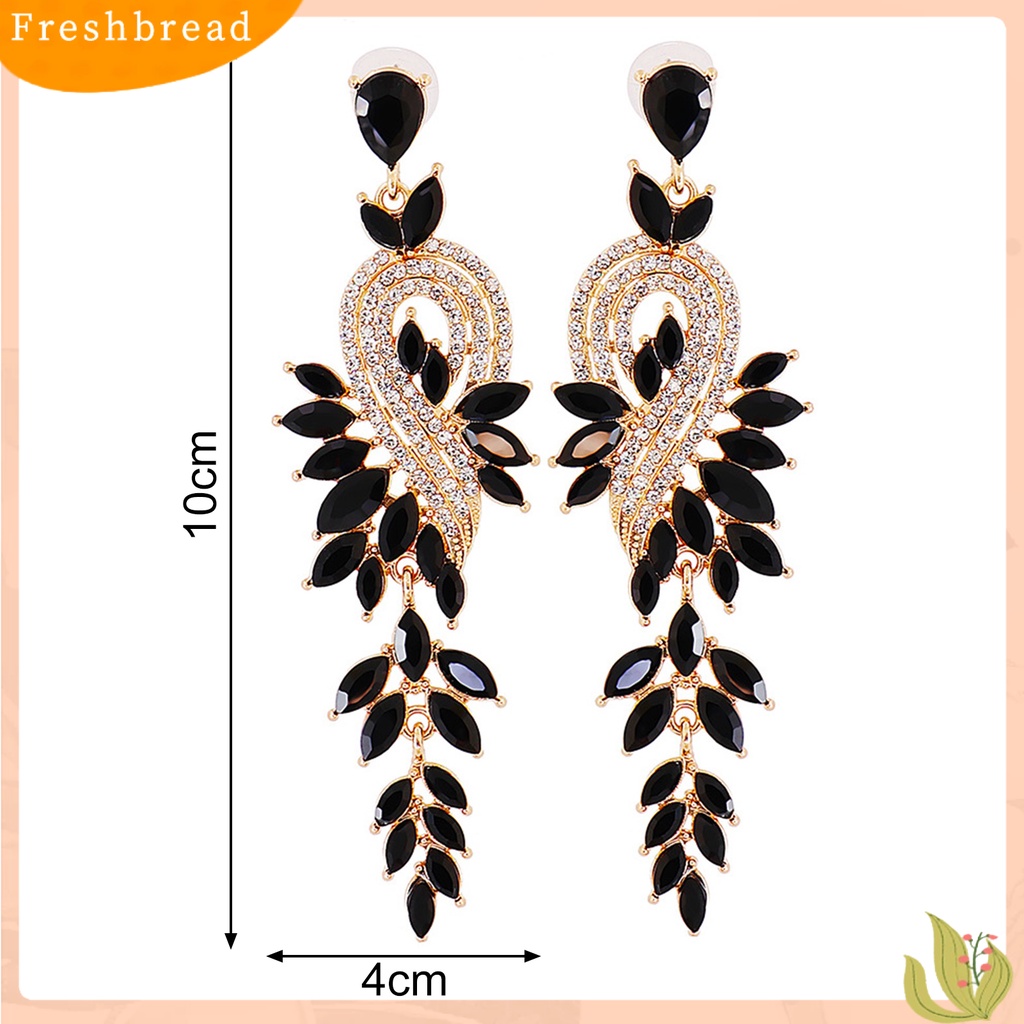 &lt; Freshbread &gt; 1pasang Anting Menjuntai Geometris Perhiasan Kristal Imitasi Anting Drop Panjang Elegan Untuk Pernikahan