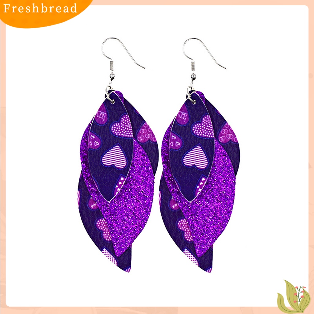 &lt; Freshbread &gt; S-Shaped Leather Earrings Sequin Sparkling Earrings Perhiasan Aksesori Hadiah