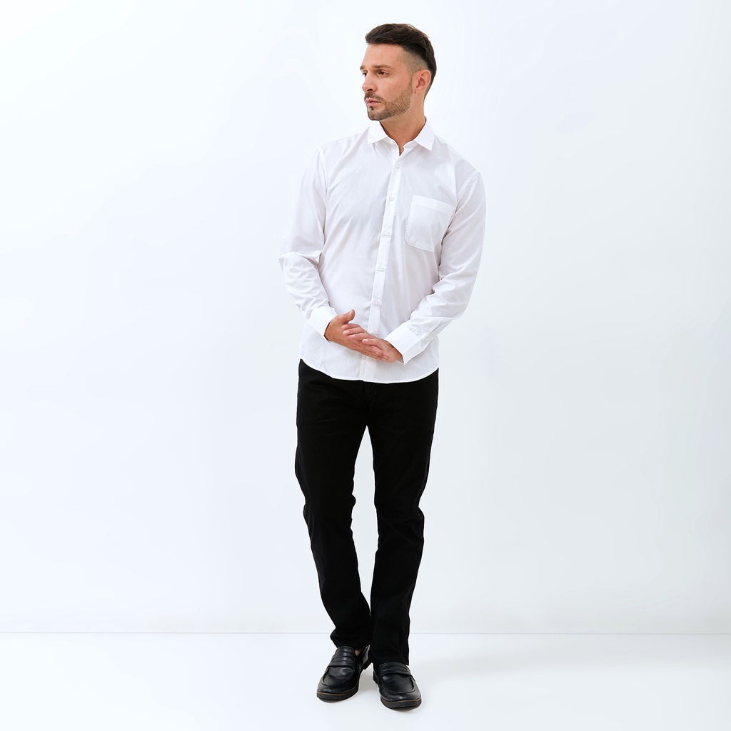 Kemeja Kerja Pria Formal WD &amp; Co. Slim Fit White Oxford | Putih Polos Lengan Panjang | Kemeja Jas Hem Pria