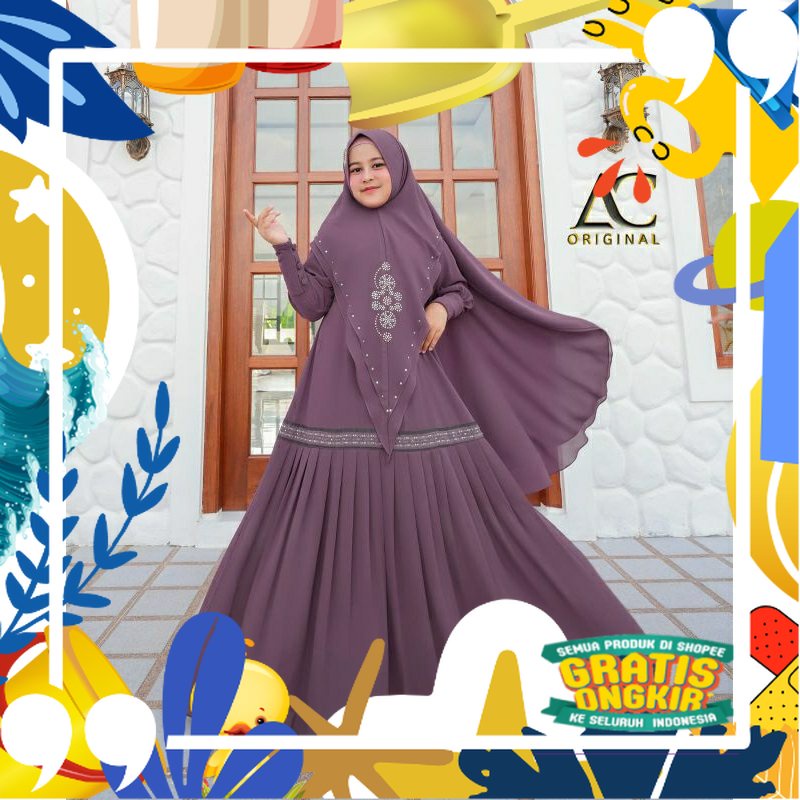 (khusus gamis anak) gamis Couple ibu dan anak perempuan Puspita syar'i by AC original/ kopel ibu cop