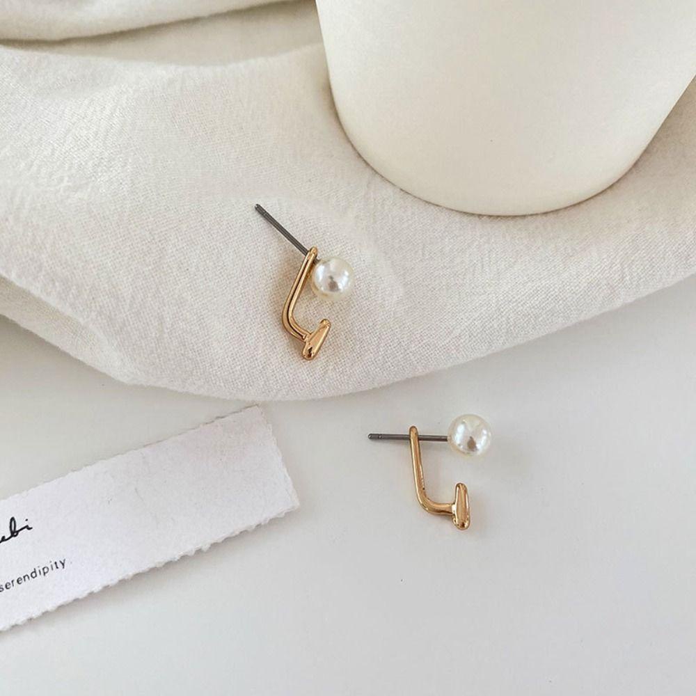 Mxbeauty Wanita Anting Pesta Perhiasan Trendi Mewah Fashion Geometris Ceative Mutiara Ear Stud