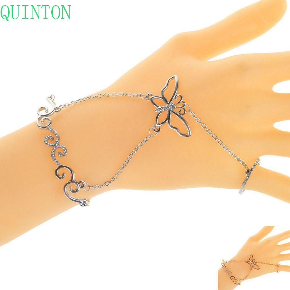 Charm Cincin Jari Kaitan Rantai Budak QUINTON Untuk Wanita Fashion Tangan Pergelangan Tangan Kristal