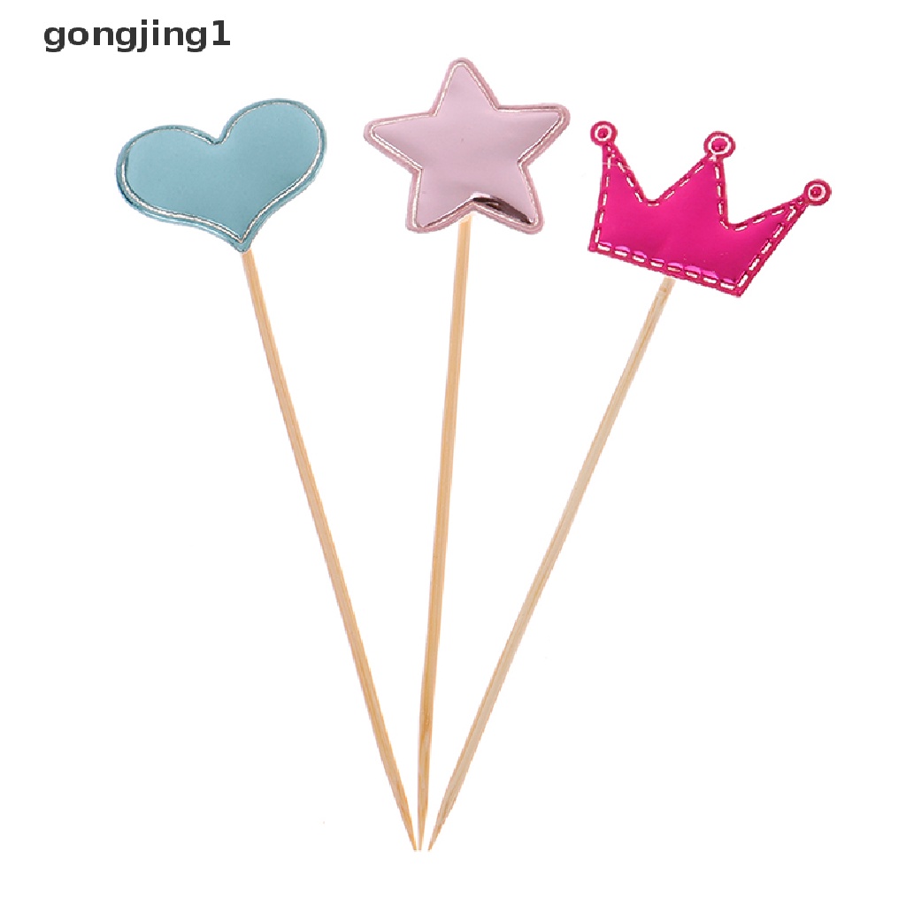 Ggg 50PCS Hiasan Cupcake Bintang Hati Mini Topper Kue Ulang Tahun Decorag Picks ID