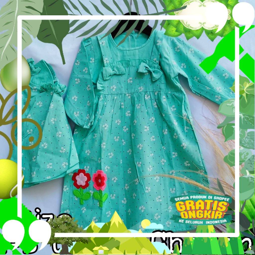 CHERON 21397 - Baju Gamis Anak Cewek 1-3 tahun Pakaian Muslim Wanita Atasan Ank Perempuan Dres Pesta